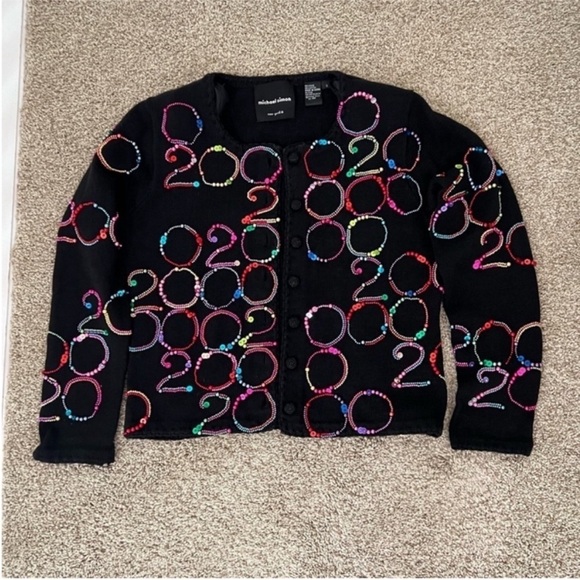 Michael Simon New York Vintage Beaded Cardigan Shoulder Pads Size S - Picture 1 of 3